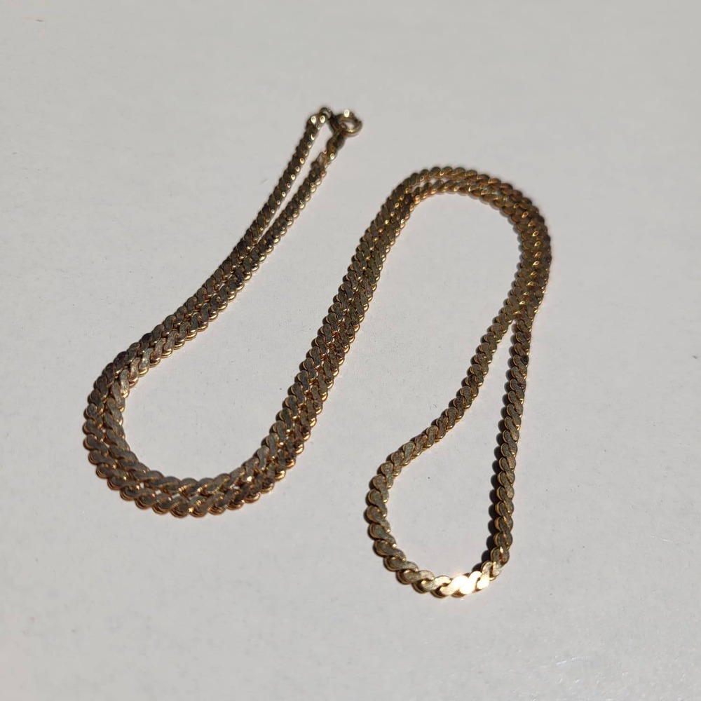 Vintage S-Link Flat Chain 12K Gold Filled Minimalist Layering Necklace